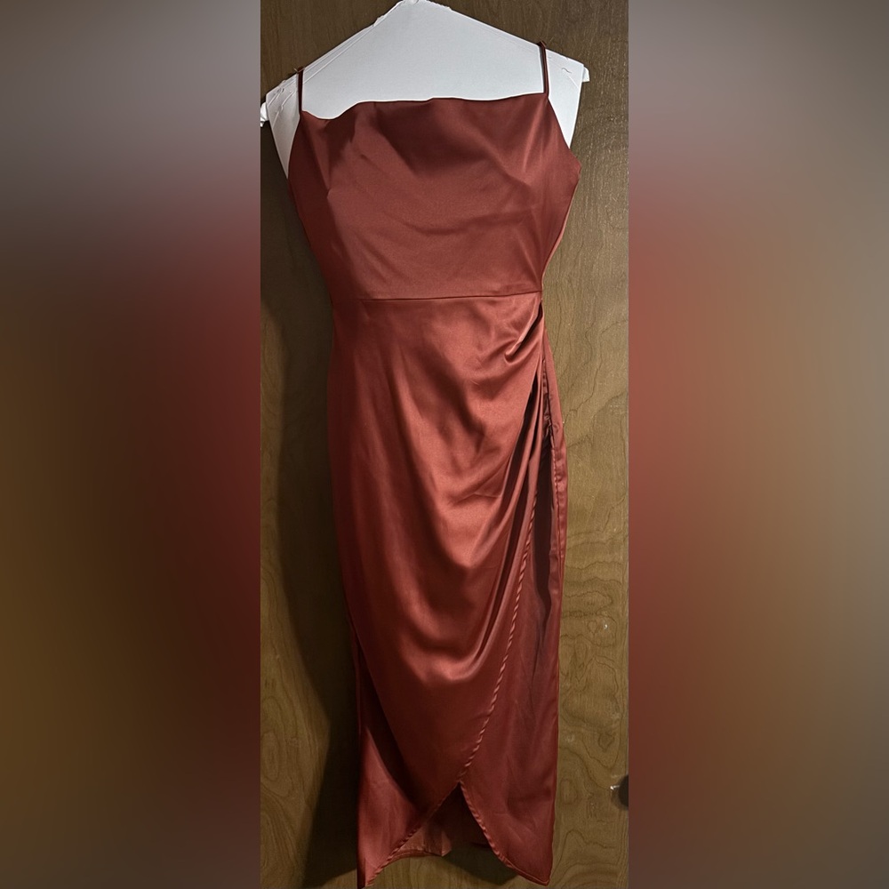 Showpo Satin Midi Dress - Deep Red